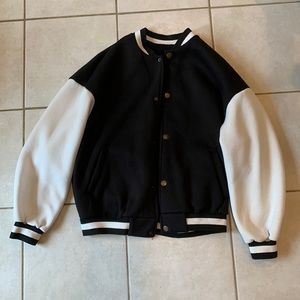 Shein Black and White Letterman Jacket Size S
